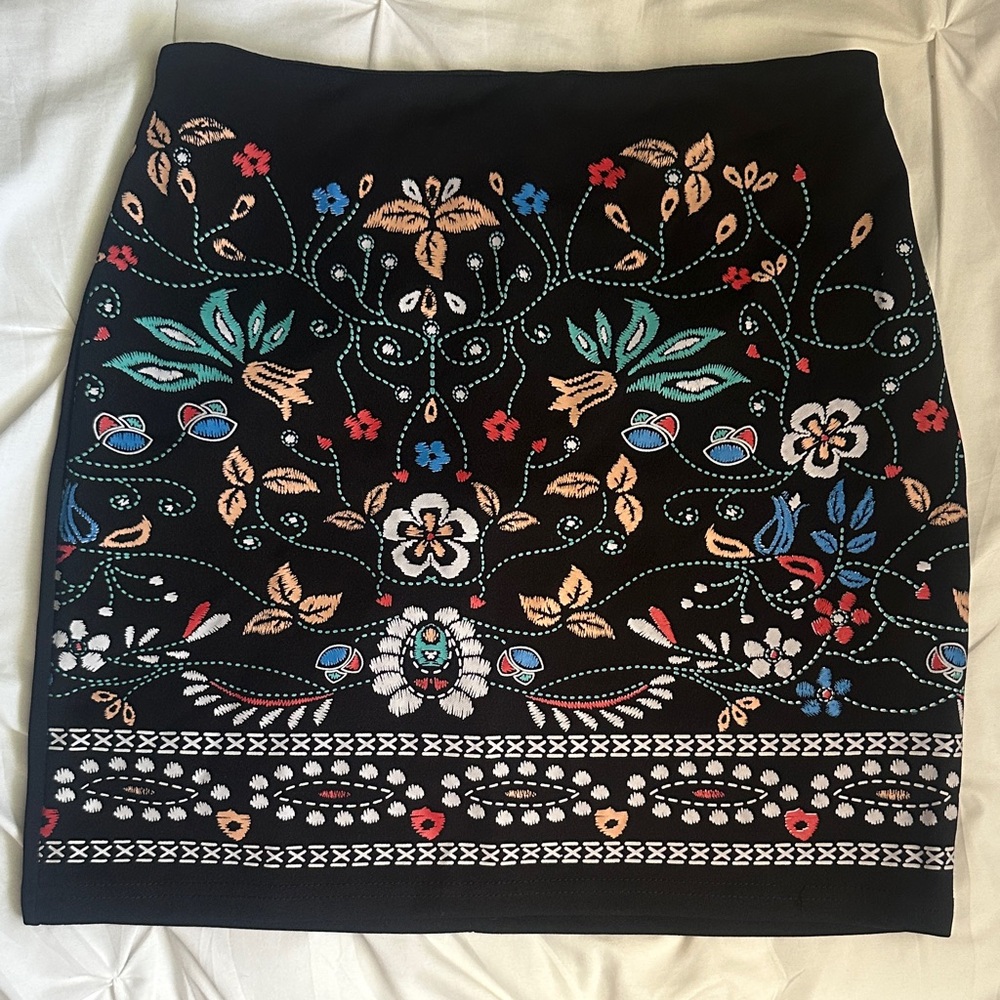SHEIN Blue and Pink Embellished Mini Pencil Skirt